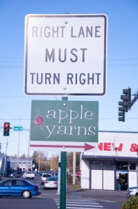 apple yarns street sign
